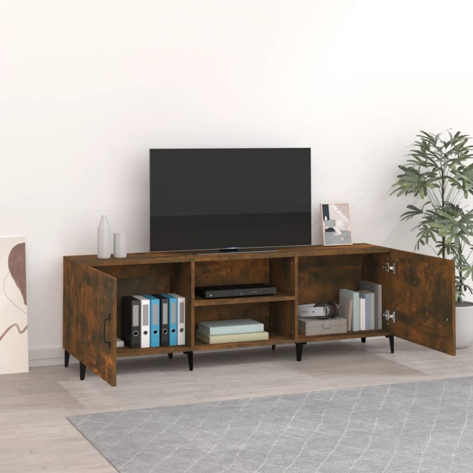 Mueble de TV madera de ingeniería roble ahumado 150x30x50