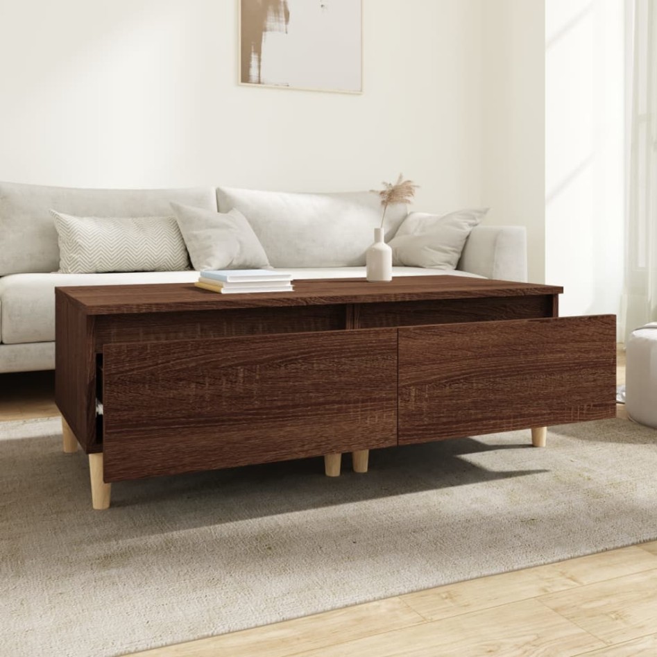 Mesas auxiliares 2 uds contrachapada roble marrón 50x46x35