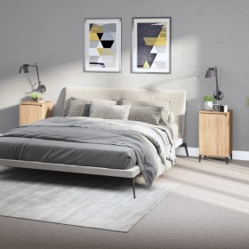 Mesitas de noche 2 uds madera contrachapada roble 40x35x70