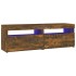 Mueble de TV con luces LED roble ahumado 120x35x40