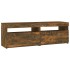 Mueble de TV con luces LED roble ahumado 120x35x40