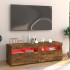 Mueble de TV con luces LED roble ahumado 120x35x40