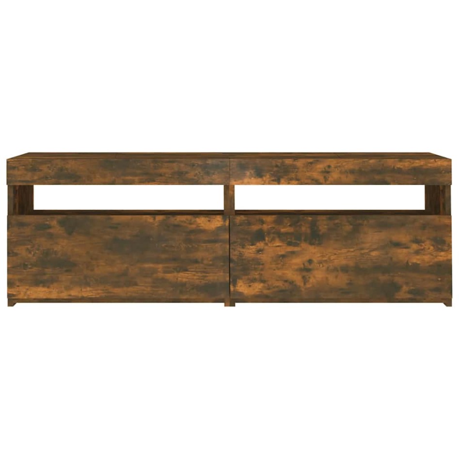 Mueble de TV con luces LED roble ahumado 120x35x40