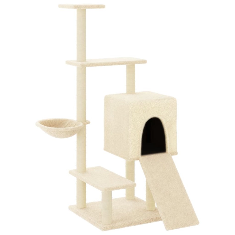 Rascador para gatos con postes de sisal color crema 130,5