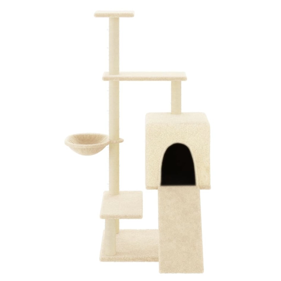 Rascador para gatos con postes de sisal color crema 130,5