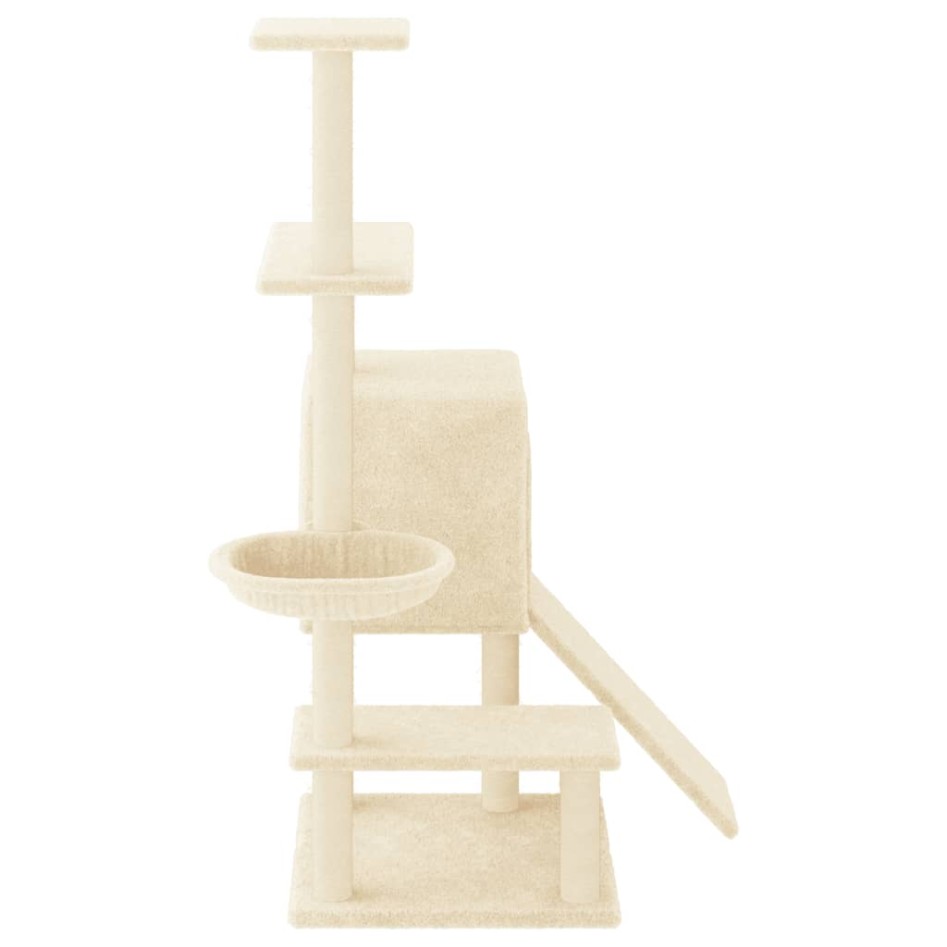Rascador para gatos con postes de sisal color crema 130,5