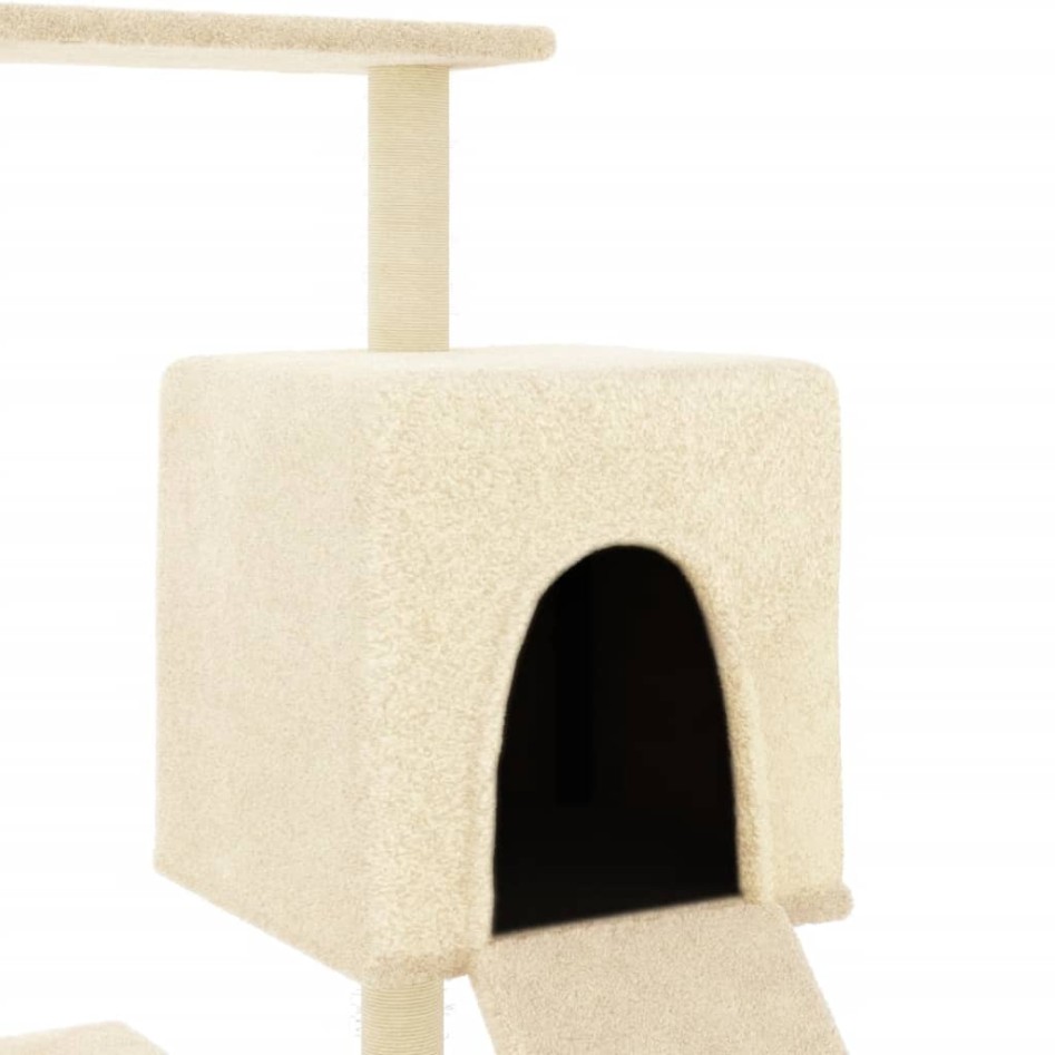 Rascador para gatos con postes de sisal color crema 130,5