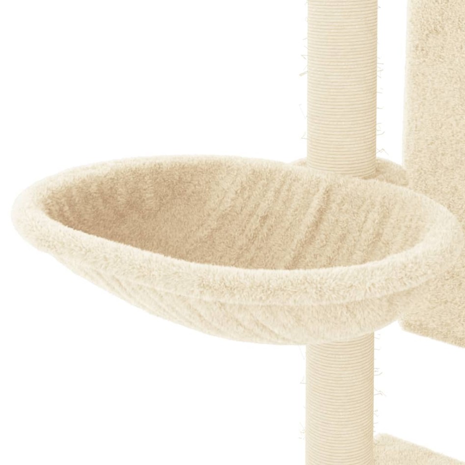 Rascador para gatos con postes de sisal color crema 130,5