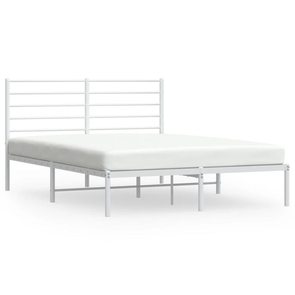 Estructura cama sin colchón con cabecero metal blanco