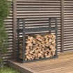 Leñero de madera maciza de pino gris 110x35x108,5 cm