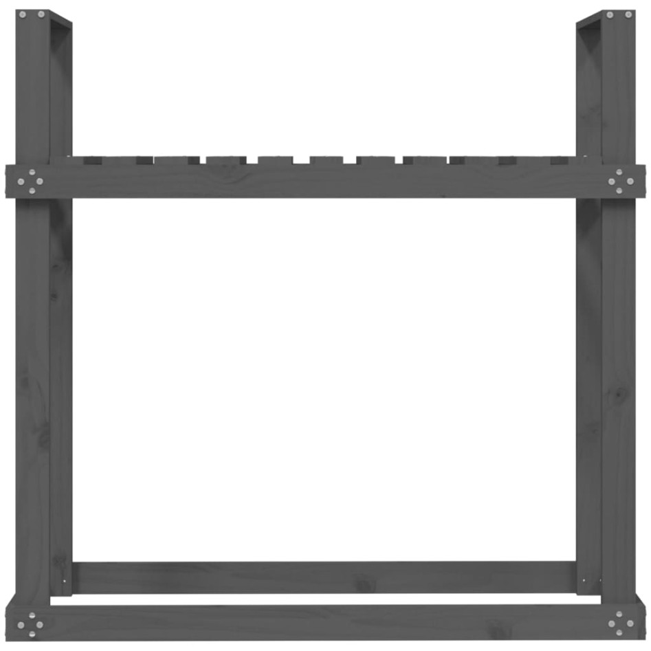 Leñero de madera maciza de pino gris 110x35x108,5