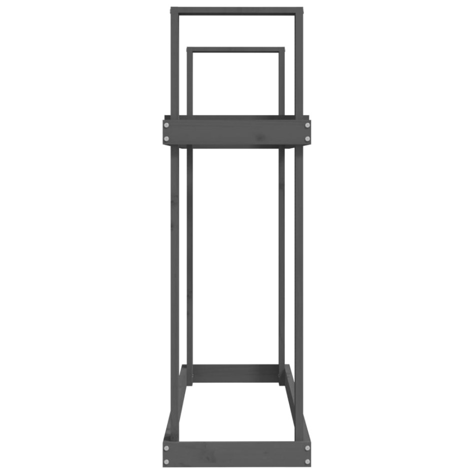 Leñero de madera maciza de pino gris 110x35x108,5