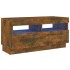 Mueble de TV con luces LED color roble ahumado 80x35x40