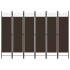 Biombo divisor de 6 paneles marrón 240x180