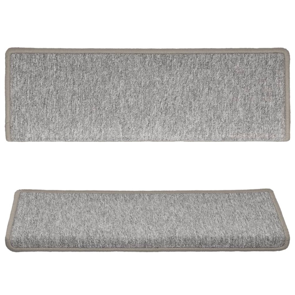 Alfombras de peldaños de escalera 15 uds gris claro 65x21x4