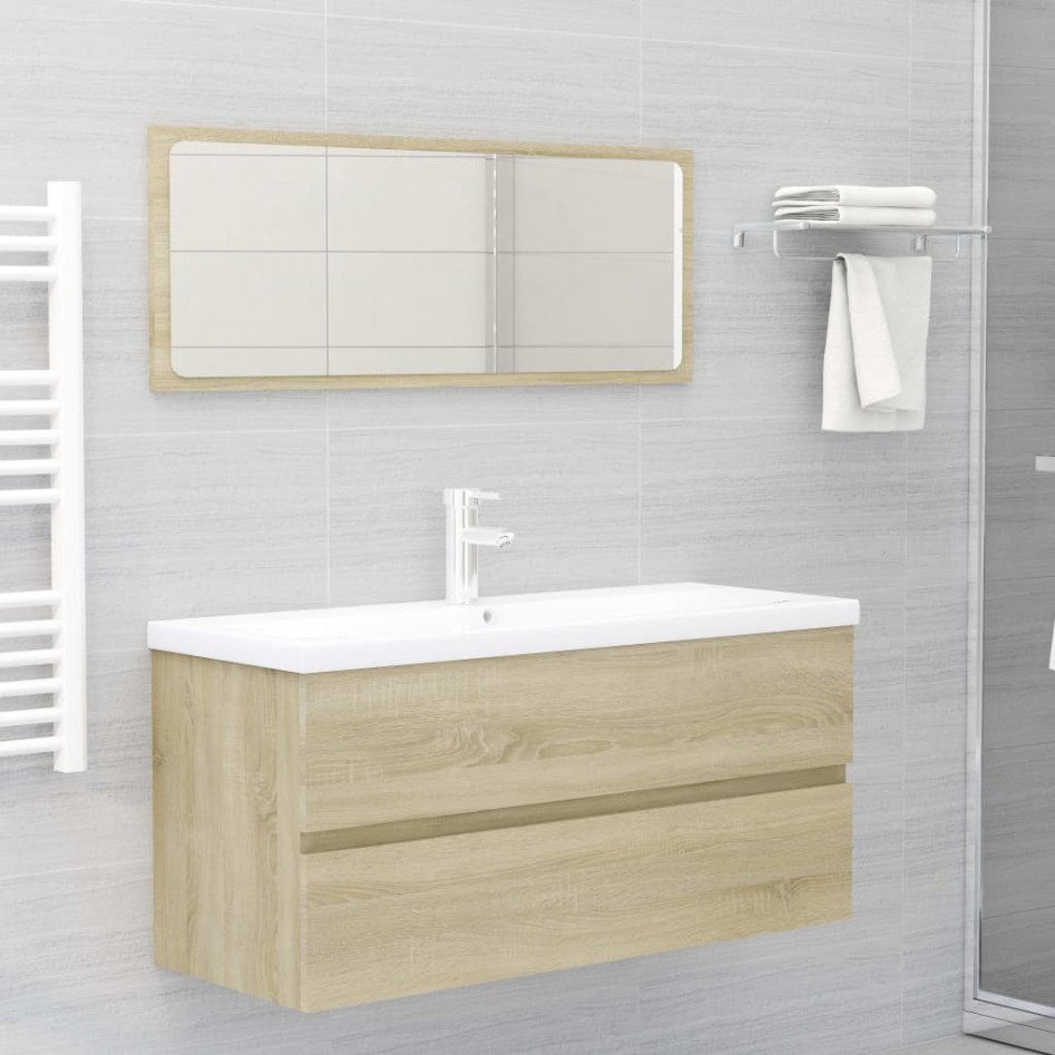 Mueble lavabo madera contrachapada roble Sonoma 100x38,5x45