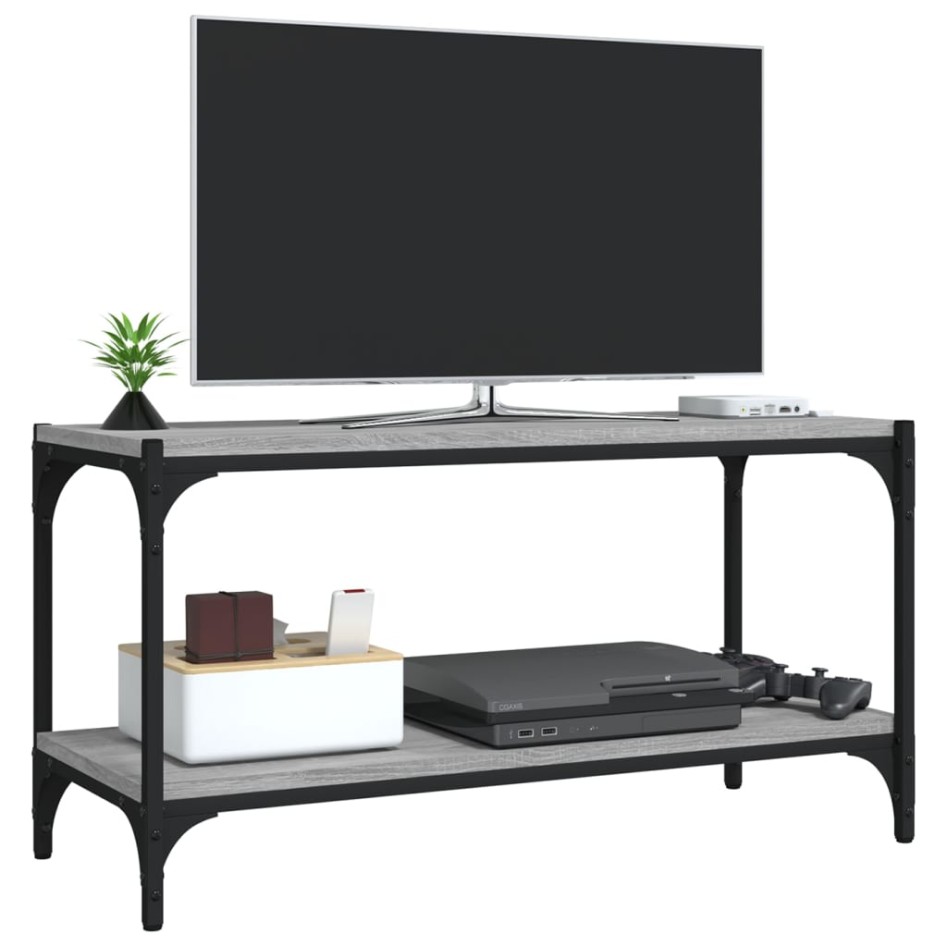 Mueble para TV contrachapada y acero gris Sonoma 80x33x41