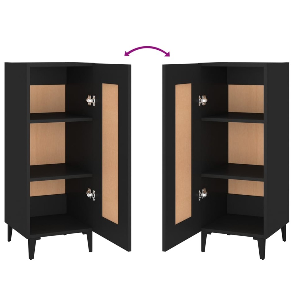 Aparador de madera contrachapada negro 34,5x34x90