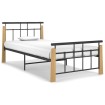Estructura de cama metal y madera maciza de roble 90x200 cm