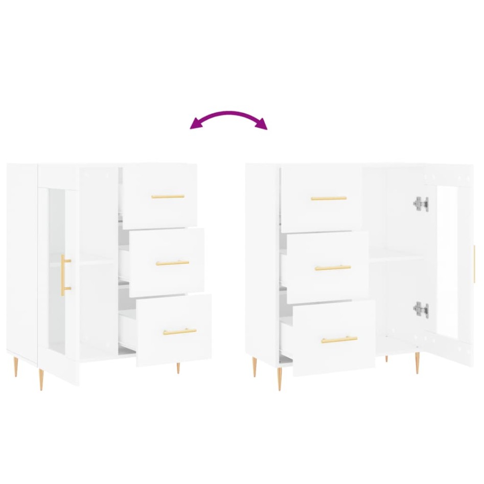 Aparador de madera de ingeniería blanco 69,5x34x90