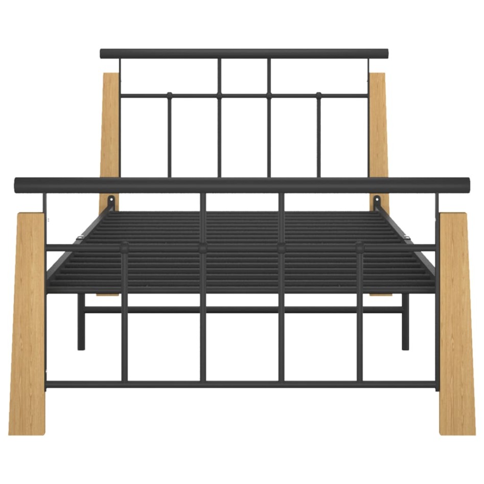 Estructura de cama metal y madera maciza de roble 90x200