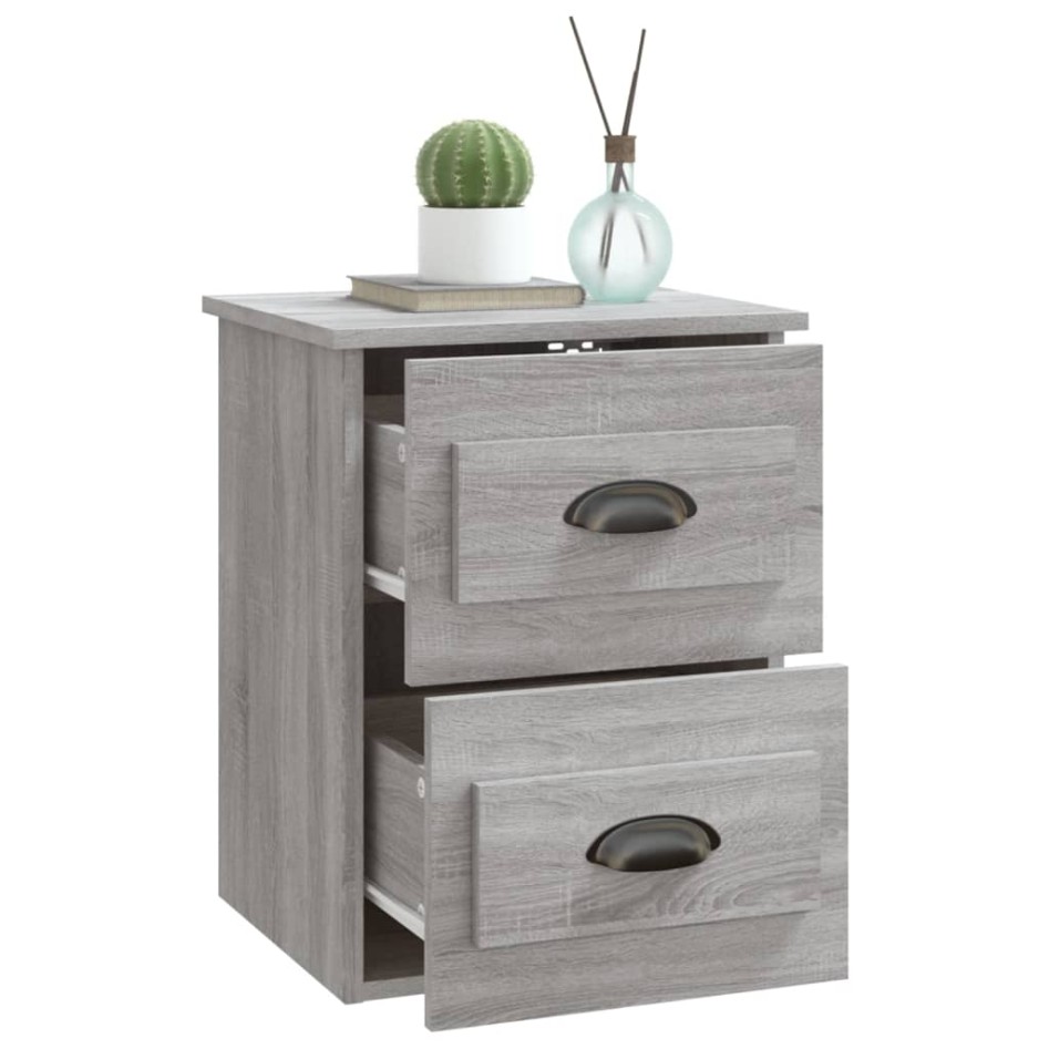 Mesita de noche de pared 2 uds gris Sonoma 41,5x36x53