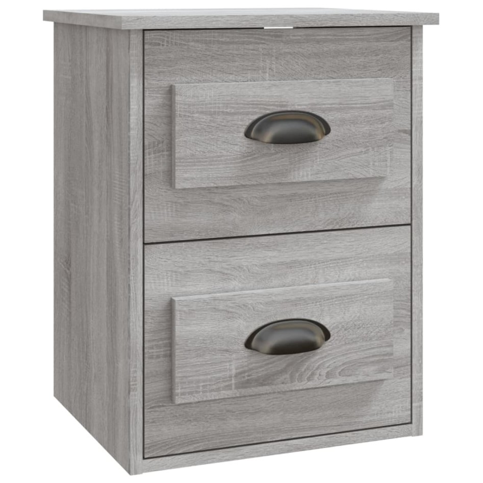 Mesita de noche de pared 2 uds gris Sonoma 41,5x36x53