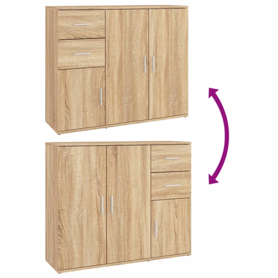 Aparador de madera contrachapada roble Sonoma 91x29,5x75