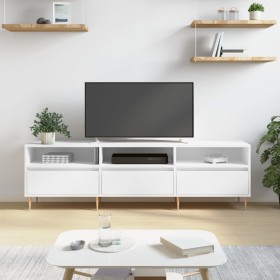 Mueble de TV madera contrachapada blanco 150x30x44,5