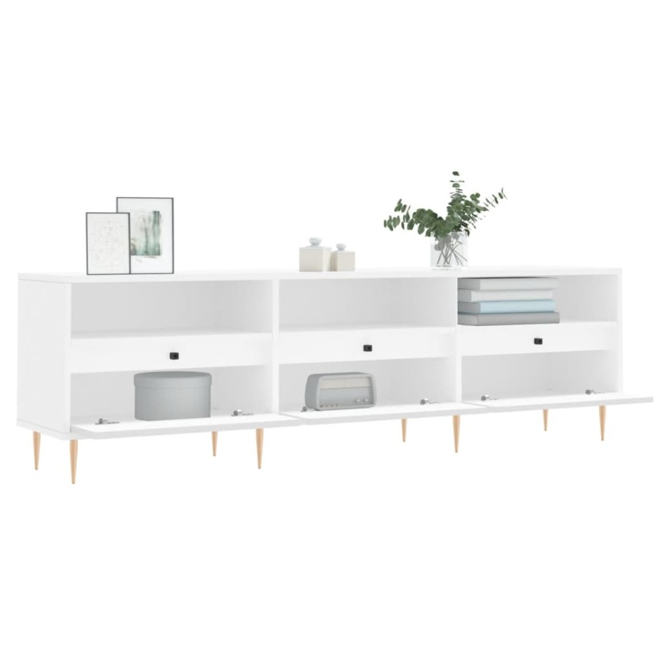 Mueble de TV madera contrachapada blanco 150x30x44,5