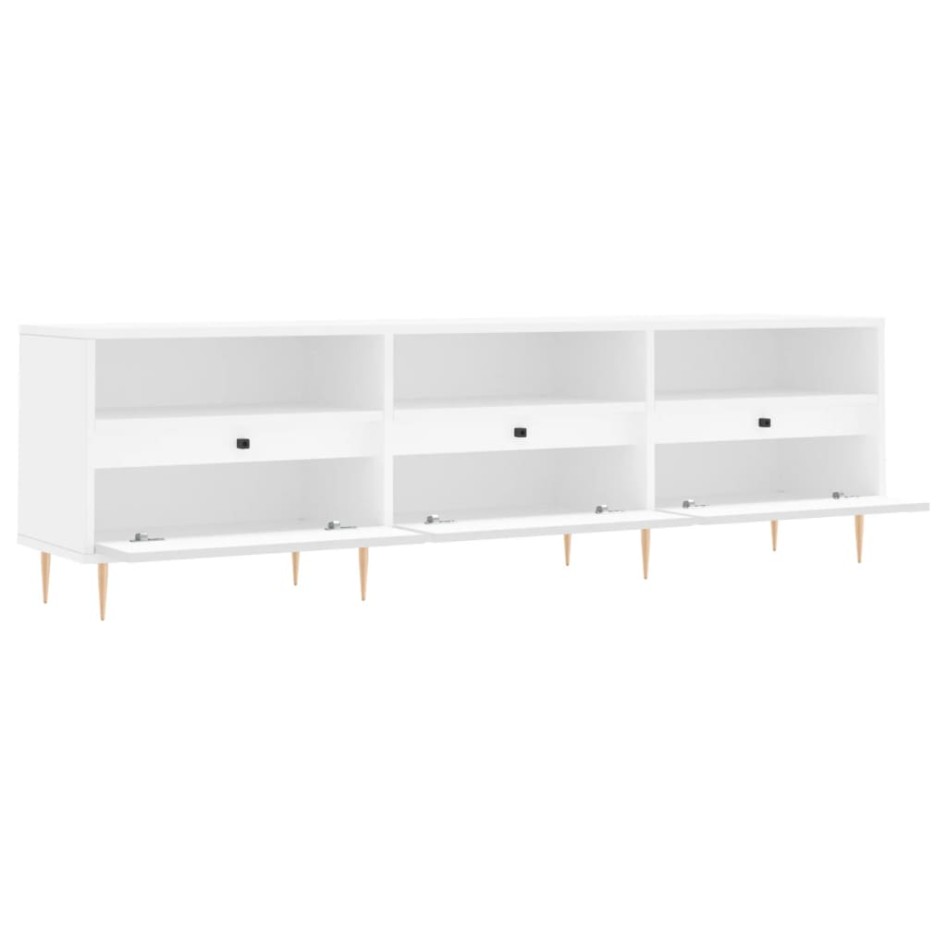 Mueble de TV madera contrachapada blanco 150x30x44,5