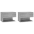 Mesita de noche de pared 2 uds color gris