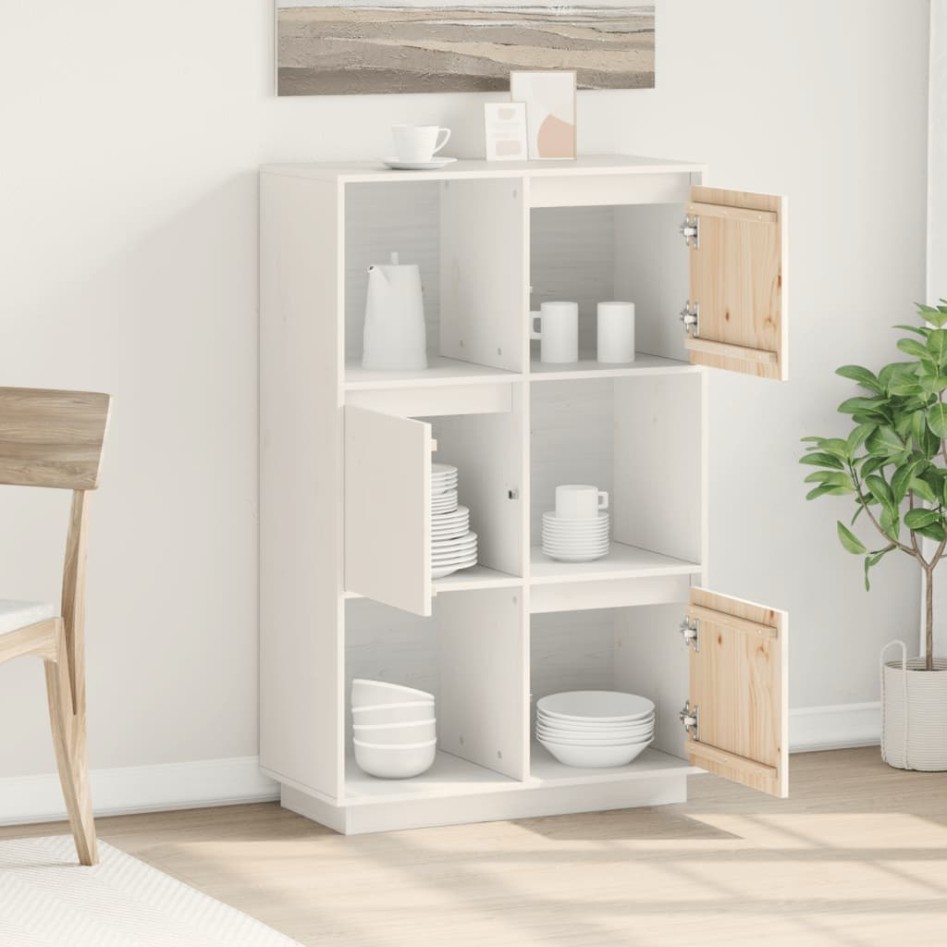 Aparador alto de madera maciza de pino blanco 74x35x117