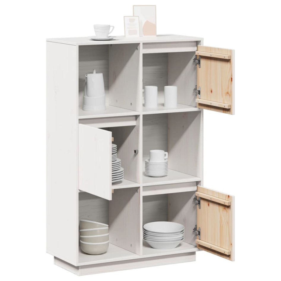 Aparador alto de madera maciza de pino blanco 74x35x117