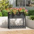 Jardinera con estante madera maciza pino gris 82,5x34,5x81