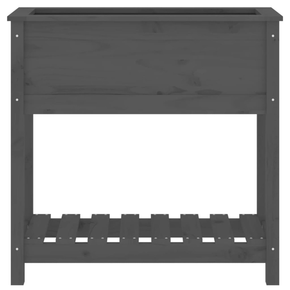 Jardinera con estante madera maciza pino gris 82,5x34,5x81