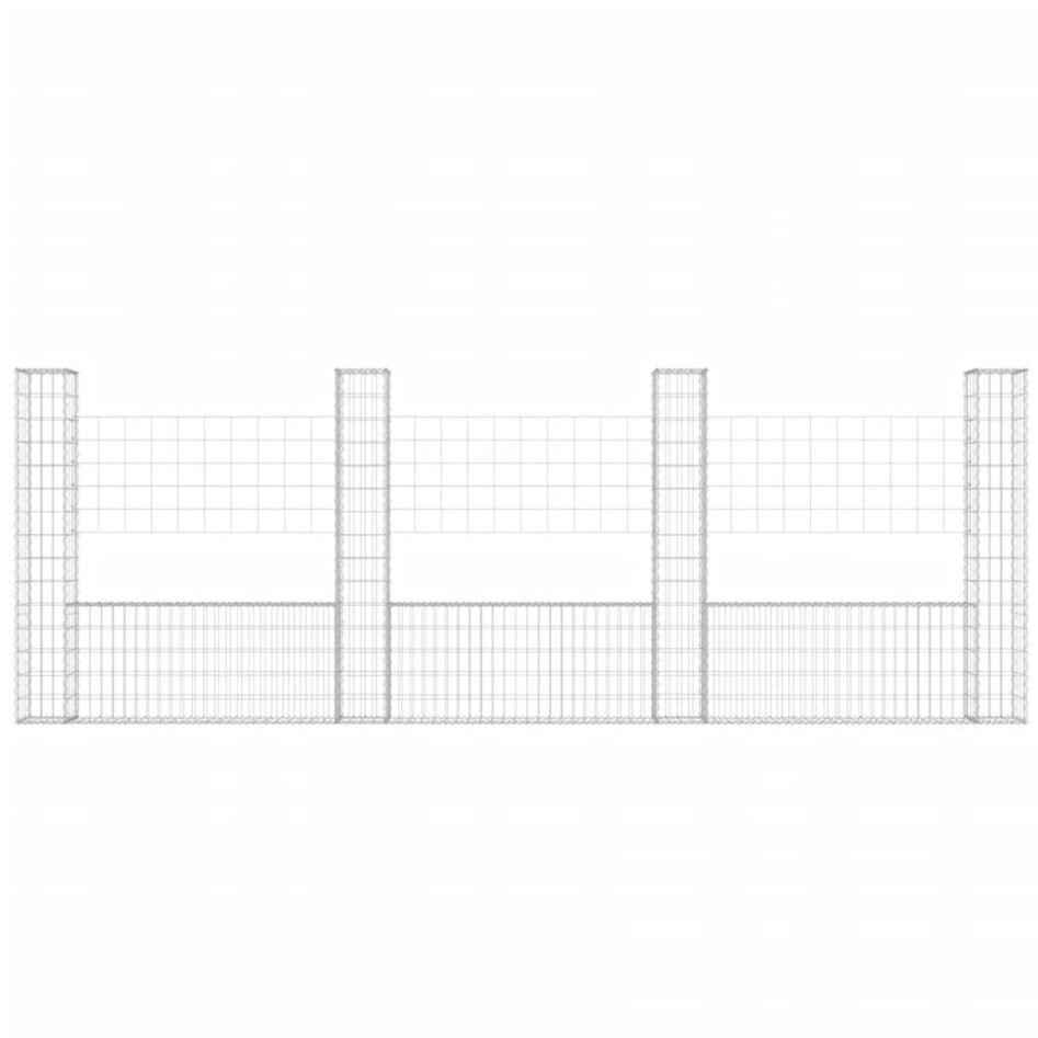 Cesta de gaviones forma de U 4 postes de hierro 380x20x150