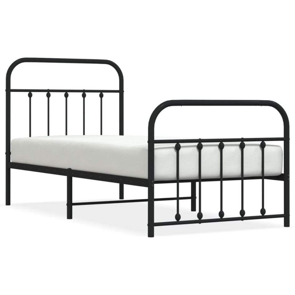 Estructura cama sin colchón con estribo metal negro 90x200