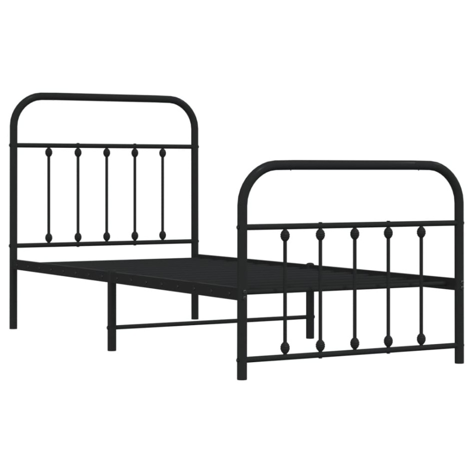 Estructura cama sin colchón con estribo metal negro 90x200