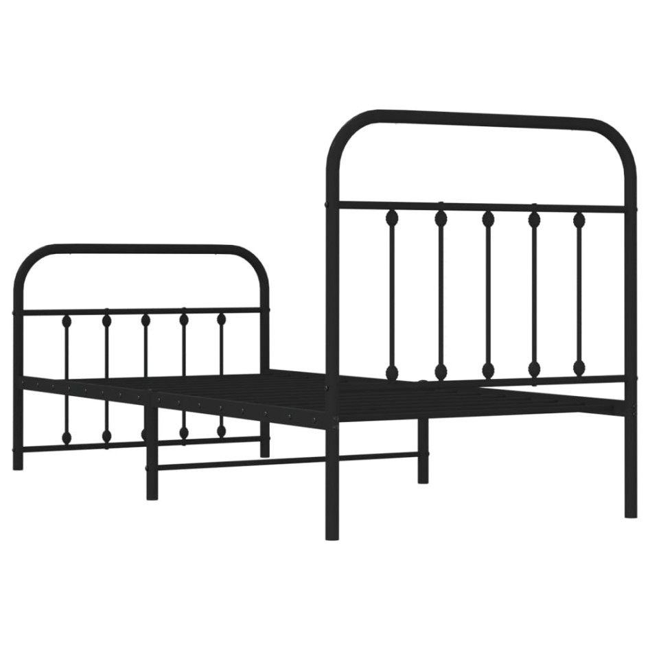 Estructura cama sin colchón con estribo metal negro 90x200