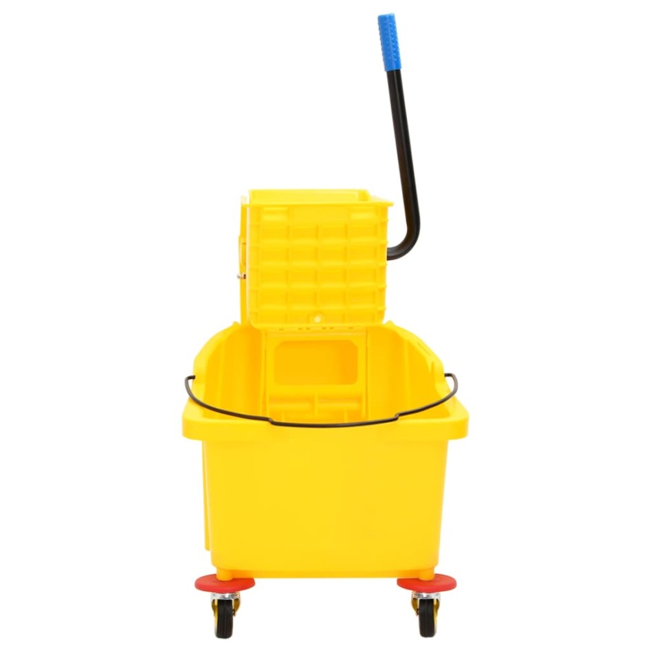 Cubo para fregona con escurridor y ruedas PP amarillo 36