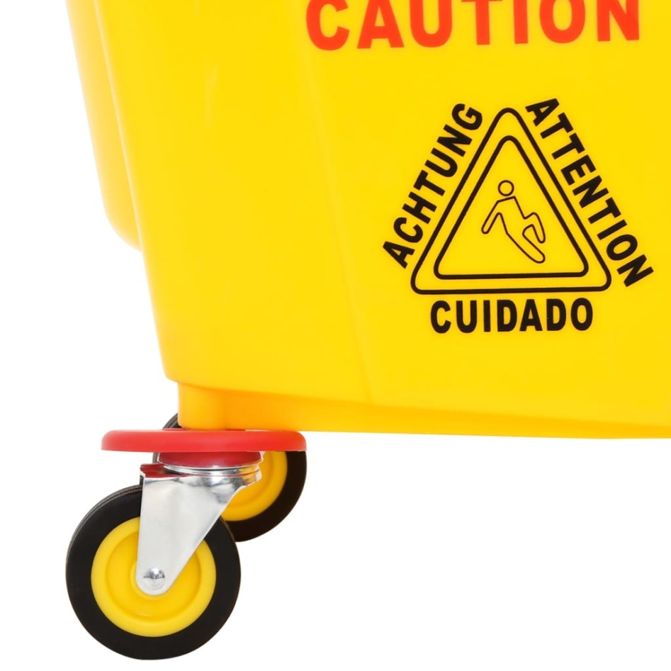 Cubo para fregona con escurridor y ruedas PP amarillo 36