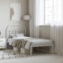 Estructura cama sin colchón con cabecero metal blanco 90x200