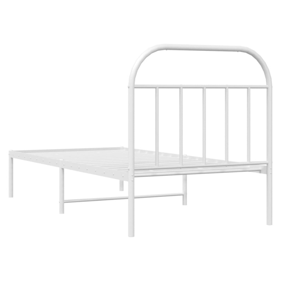 Estructura cama sin colchón con cabecero metal blanco 90x200