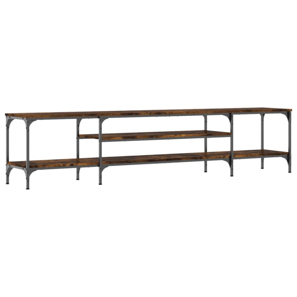 Mueble TV madera ingeniería y hierro roble ahumado 201x35x45