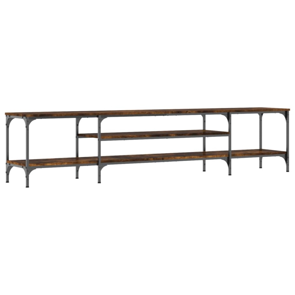 Mueble TV madera ingeniería y hierro roble ahumado 201x35x45