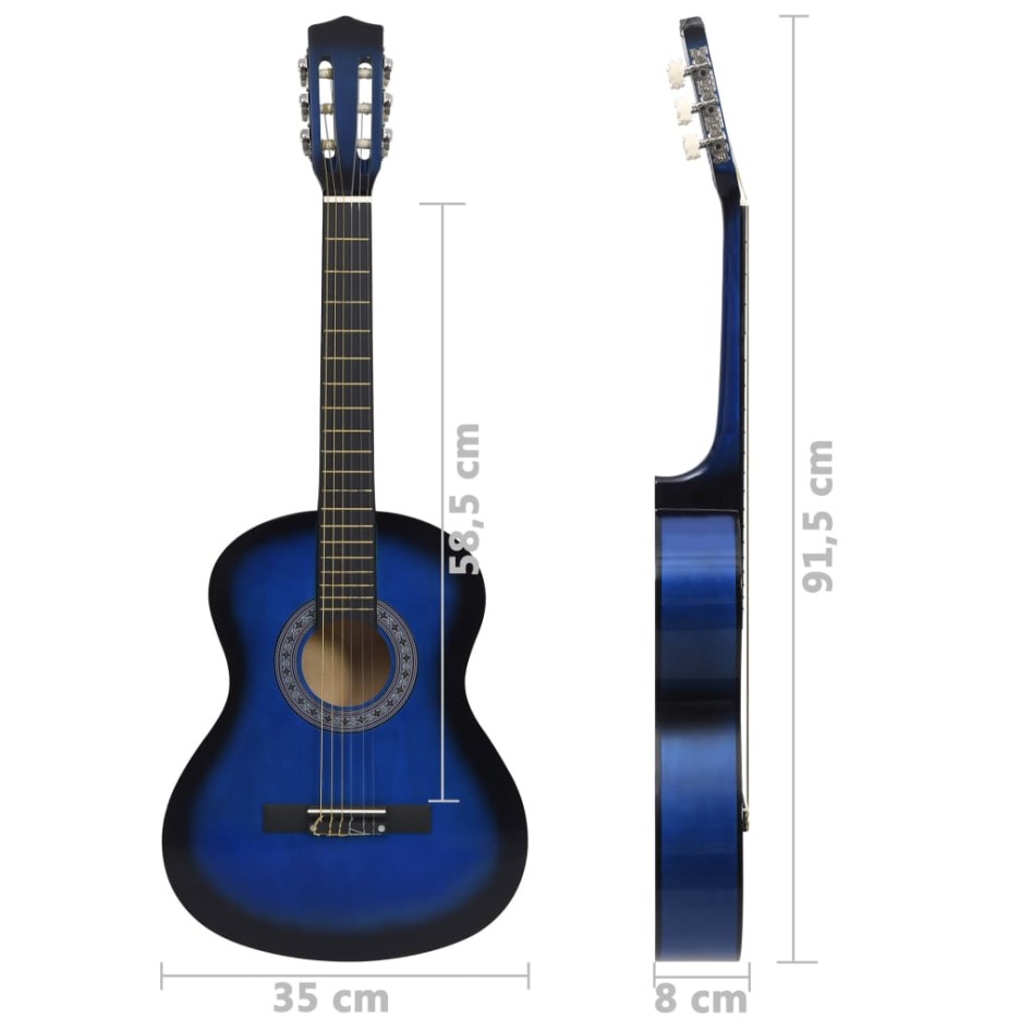 Set de guitarra clásica para principiantes 8 pzas azul 3/4