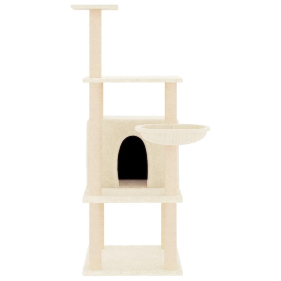 Rascador para gatos con postes de sisal color crema 132