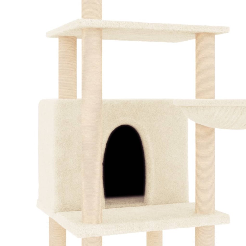 Rascador para gatos con postes de sisal color crema 132