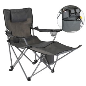 HI Silla de camping lujosa con reposapiés